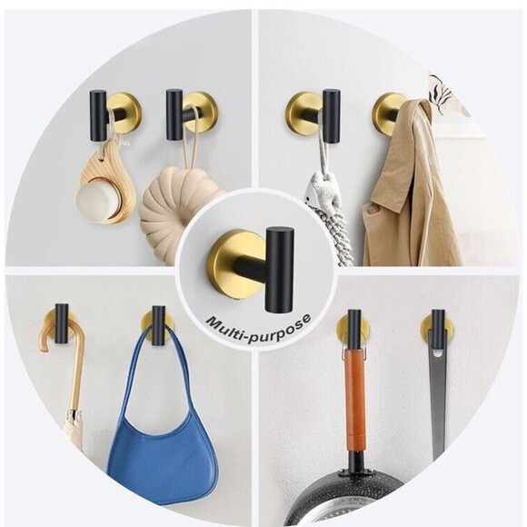 Heavy Duty Hooks Wall Mounting Stainless Steel Matte Black/Matte Gold Modern - Picture 2 of 3